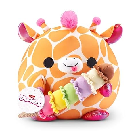 Snackles Core Non Licensed Series 1-Plush 14" Griaffe with Long Ice Cream (ZURU 77695E)