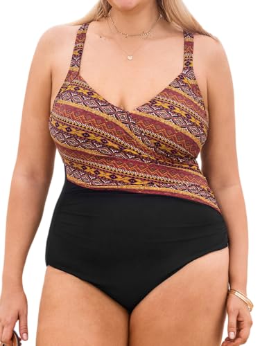 CUPSHE Plus Size Women's One Piece Swimsuit Surplice V Neck Swimwear Wrapped Adjustable Self Tie Bathing Suit