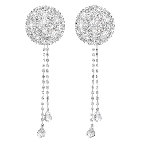 Image of Rhinestone Tassel Nipple Pasties,Nipple Tassels Women Boobie Tassels Rhinestone Pasties Nipples Cover for Women