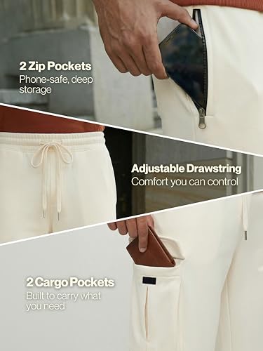 Image of Fflirtygo Mens Cargo Pants Cotton | Track Pants with Zip Pockets | 4 Pocket Joggers | Baggy Lower for Men | Sizes Upto 6XL
