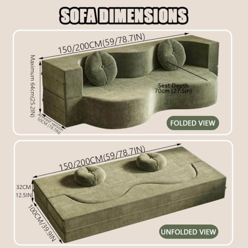 Sofá cama plegable de tela compacta con reposabrazos de 2 y 3 plazas salón 3