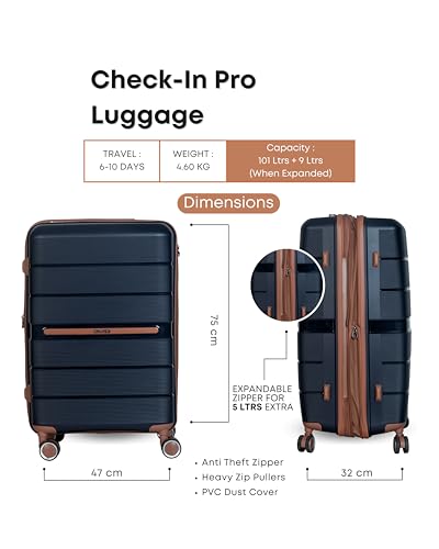 Image of CRUISE Ocean Oak Trolley Bags Multi Set Offer | Hard Shell Expandable Suitcases | Cabin and Checkin Lightweight Luggage Bags for Travel (Set of 1, Ocean Oak, 1 Check-in Pro Large)
