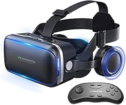 VR Headset with Remote Controller,HD 3D VR Glasses Virtual Reality Glasses for VR Games & 3D Movies, Virtual Reality Goggles for iPhone/Android Phone w/ 4.7-6in Screen | VR Glasses