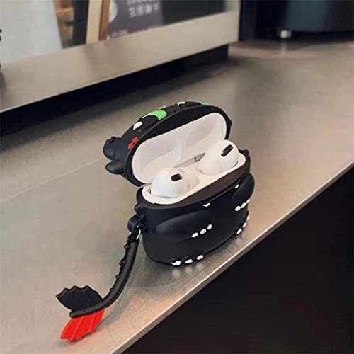 Image of for Airpods Pro 2019 Pouch Case Cover Headphones Soft Silicone Cartoon Character Cover with Keychain, 360-degree Protection (Dragon)