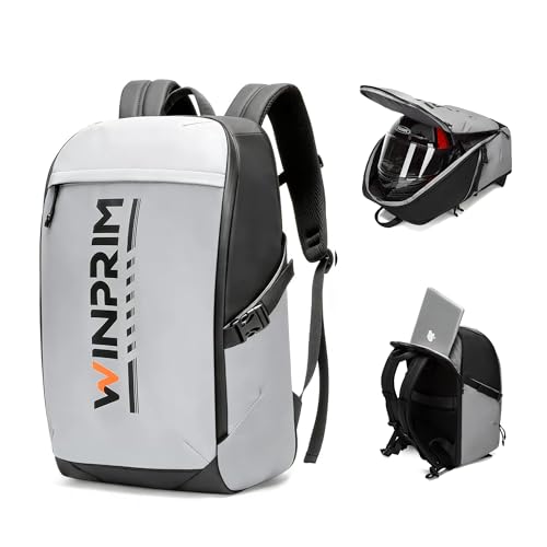 WINPRIM Motorcycle Helmet Backpack with Rain Cover, 40L Waterproof 1680D Oxford Fabric Helmet...
