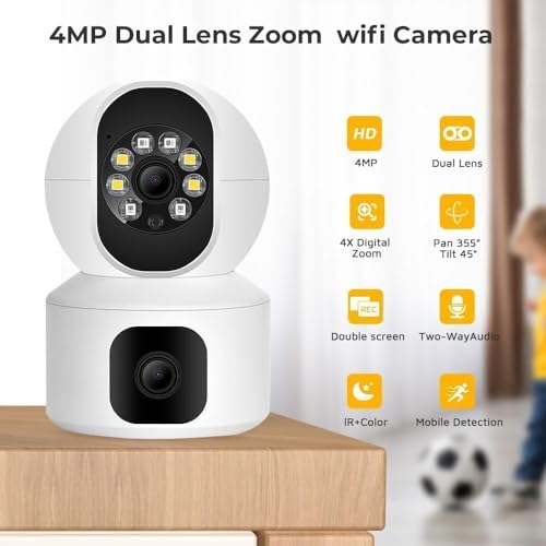 Image of Dr Vision 5MP Indoor WiFi Smart CCTV Camera for Home | Full HD | Color Night Vision | Two Way Audio | Wireless Home Security Camera with Mobile App V380 Pro (CV Dual Lens)
