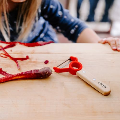 Opinel Le Petit Chef, Kinder Sparschäler, Rostfrei, Edelstahl, Buchenholz, Rot, M – Ansicht 7
