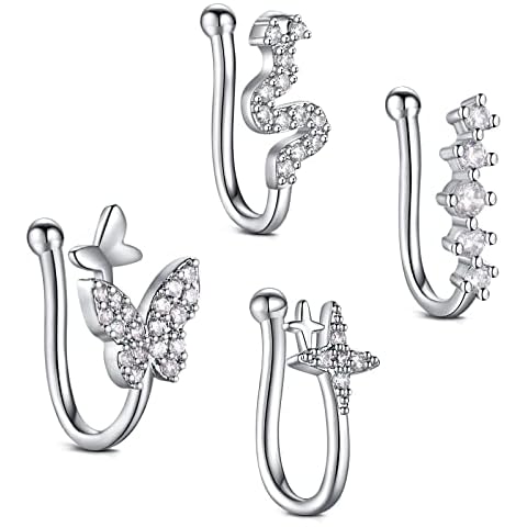 JFORYOU Silver Non-Piercing Nose Rings Set Cover