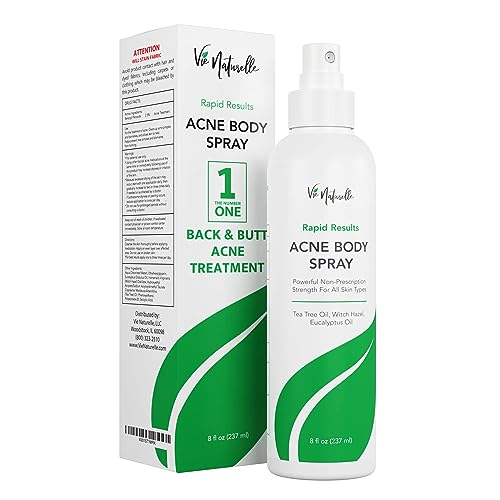 Face, Body Acne Spray with Benzoyl Peroxide - Salicylic Acid - Butt, Back Acne Treatment - Cystic Hormonal Acne Treatment, Body, Chest Spray with Tea Tree Oil - for Men, Women, Teens - Acne Body Spray
