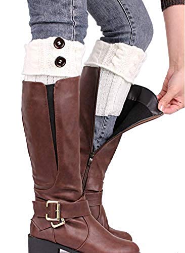 Winter Cable Knit Leg Warmers, Short Women Crochet Boot, Black, Size Normal4