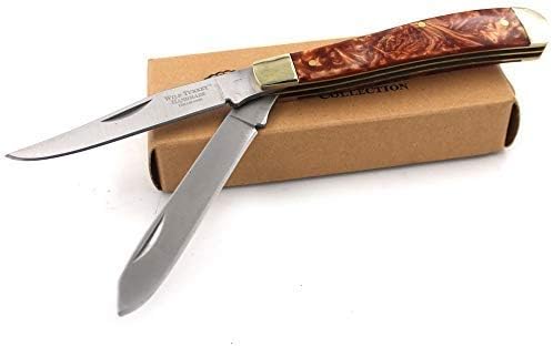Wild Turkey Handmade Gentleman's Trapper Design Folding Pocket Collectors Knife EDC Slim Sleek Design (Brown Pearl)
