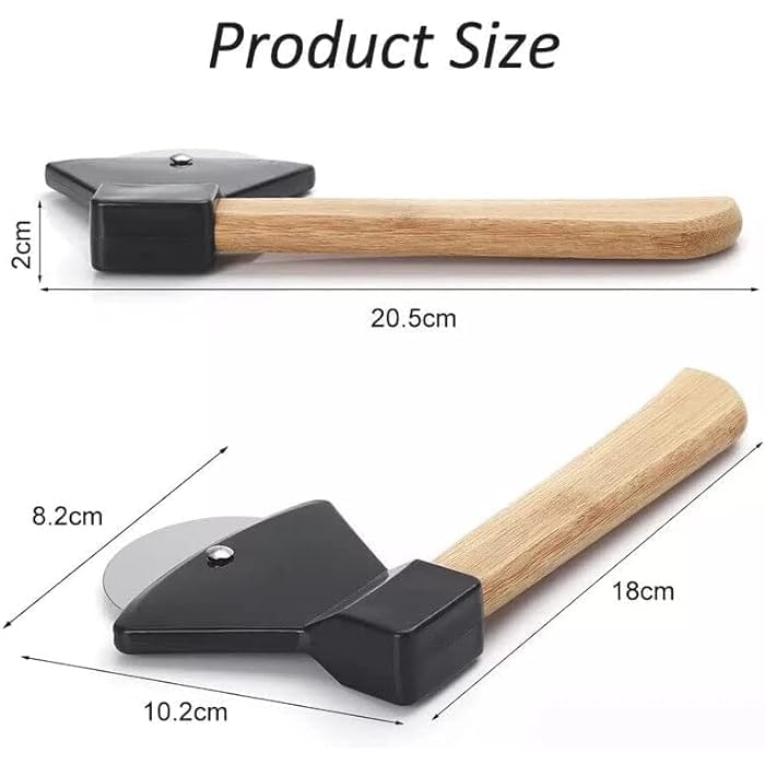 Image of Axe Shaped Pizza Cutter with Sharp Rotating Blade for Pizza, Bread, Cakes (Multi) - RA075-BLACK