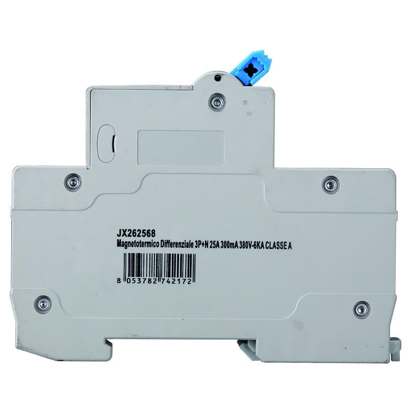 Interruttore Magnetotermico Differenziale 3P+N 25A 300mA 380V-6KA CLASSE A 300mA per Guida DIN - 4 Moduli DIN - Protezione Circuiti e Sicurezza Impianti