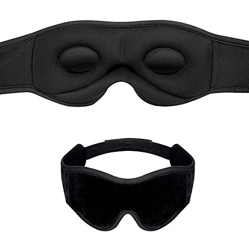 WUTAN Sleep Mask, Comfortable Eye Mask for Sleeping, 3D Contoured Blackout Sleeping Mask for Women & Men, Soft Blindfold Eye Covers for Sleeping Yoga Airplane Travel Naps Camping, Zero Eye Pressure