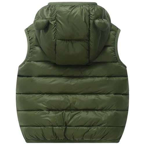 Image of AIWUHE Baby Boys Girls Hooded Puffer Vest Winter Lightweight Sleeveless Bear Ears Zipper Up Jacket Down Vest Coat Vests Kids