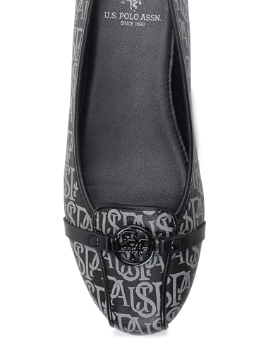 Image of U.S. Polo ASSN. Alina 2.0 Brown Monogram Print Ballerinas with Premium Upper