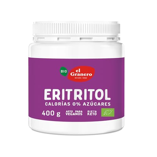 EL GRANERO INTEGRAL - ERITRITOL BIO 400 g – Edulcorante Natural Sin Calorías – Apto para Veganos, Keto – Sustituto del Azúcar – Sin Gluten