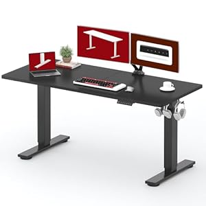 SANODESK Standing Desk Height Adjustable Electric Stand up Desk 63×24 Inches Sit Stand Home Office with Splice Board, Black Frame/Black Top