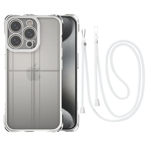 Coque de téléphone cordon iPhone 15 Pro ZhengQian antichoc argent