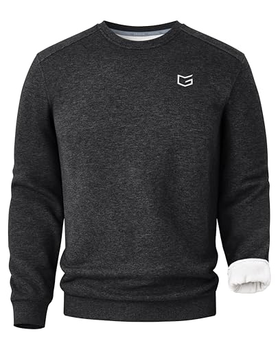 G Gradual Men's Fleece Lined Crewneck Sweatshirt Midweight Regular Fit Athletic Workout Warm Pullover Sweater Shirts(Charcoal Grey,3X-Large)