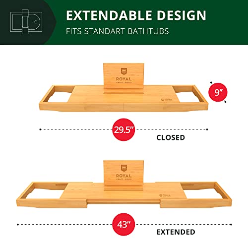Luxury Bathtub Tray Caddy - Bamboo Adjustable Bath Tub Table Caddy For Bathroom, Bathtub Caddy Tray, Bathtub Accessories (Natural) #TOP4