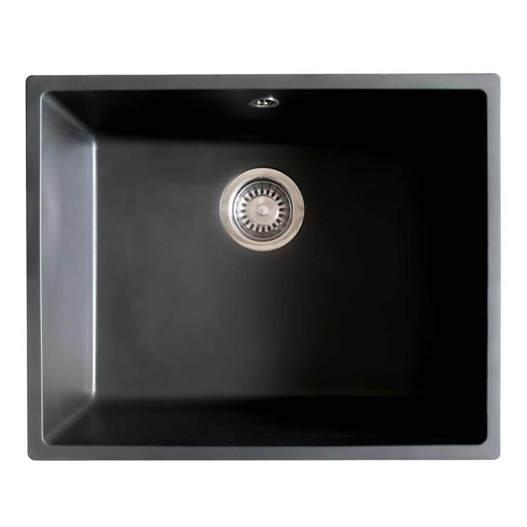 Essebagno Sierra lavello a vasca singola 54x44 in resina nera