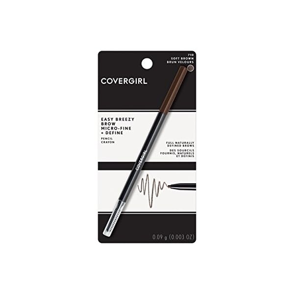 COVERGIRL - Easy Breezy Brow Micro-Fine + Define Pencil, Micro-fine tip, no sharpening required, Built-in spoolie-brush, 100% Cruelty-Free