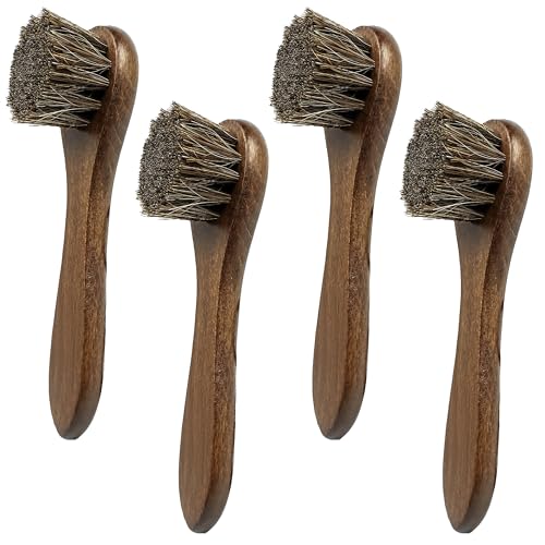 Horsehair Brush Applicator 4-Pack Horse Hair Polish Daubers for Leather, Boots, Shoes, Saddle Soap, Creams & Conditioners – Gentle Shine Brush Set for Leather Care