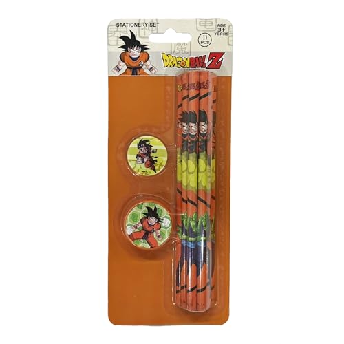 Image of Dragon Ball Z 11 pcs Stationery Set Pencils, Eraser, Sharpener | Study Kit for Boys & Girls | School Gift Set | Return Gift
