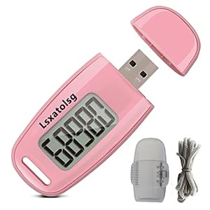 USB Charge Walking 3D Pedometer with Clip and Lanyard, Simple Step Counter with Rechargeable Battery, Accurate Fitness…