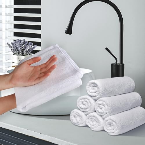 Image of UNIMADE Salon Towels 24 Pack, Super Soft Microfiber Hand Towel, Highly Absorbent Hair-Drying Cloth for Gym, Bath, Spa Use and Home Beauty Care - White (16x29 inch)