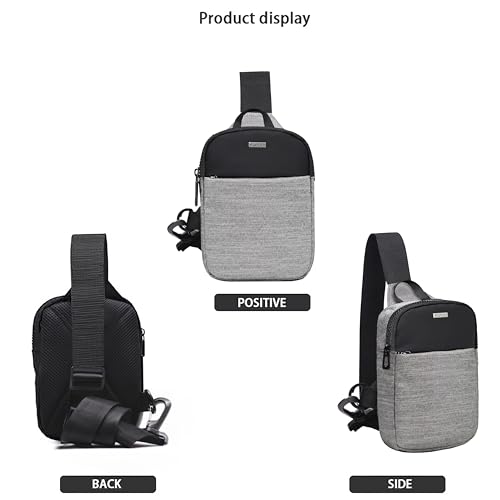 Image of WILDHORN Mini Sling Bag for Men & Women | Anti-Theft Crossbody Sling Bag | Small Chest Bag & Fanny Pack for Travel, Running, Hiking & Sports (Black & Grey Melange)