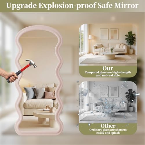 Image of Koonmi 71 inchx32 inch Wavy Mirror Full Length, Flannel Full Body Mirror