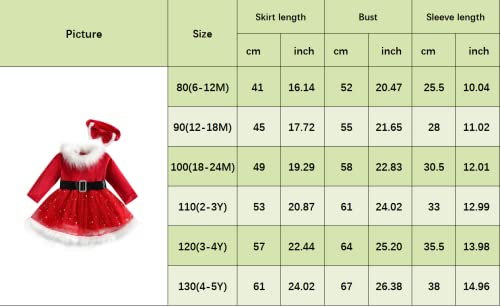 Toddler Baby Girl Christmas Dress Santa Claus Red Princess Long Sleeve Tulle Dress With Headband Outfits (6-12 Months, Red Long Sleeve) #TOP6