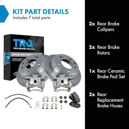 Image of TRQ Rear Brake Pad and Rotor Set Ceramic Calipers Compatible with 2010-2015 Hyundai Tucson 2011-2016 Kia Sportage