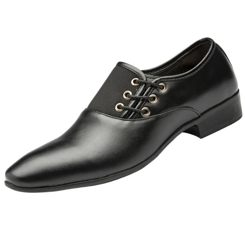 Men Dress Oxford Shoes Faux Leather Wedding Heel Non Slip Anti-Slip Low Top Rubber Sole Shoe Brogue Lace-up Business