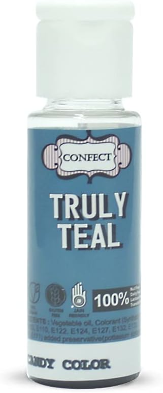 Confect Oil-Based Edible Candy Color – Truly Teal | Intense Food Color for Icing, Fondant & Cake Decoration | Vibrant & Bake-Stable Gel Colour | Vegan -25ml