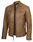 Genuine Leather Jacket Men - Mens Brown Leather Jacket | [1103176] D1 Camel, 2XL