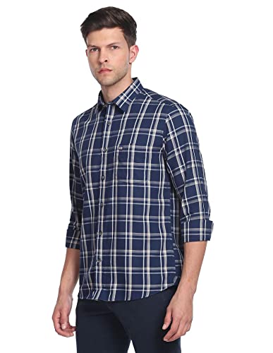 Image of Arrow Men's Cotton Checkered Slim Fit Shirt