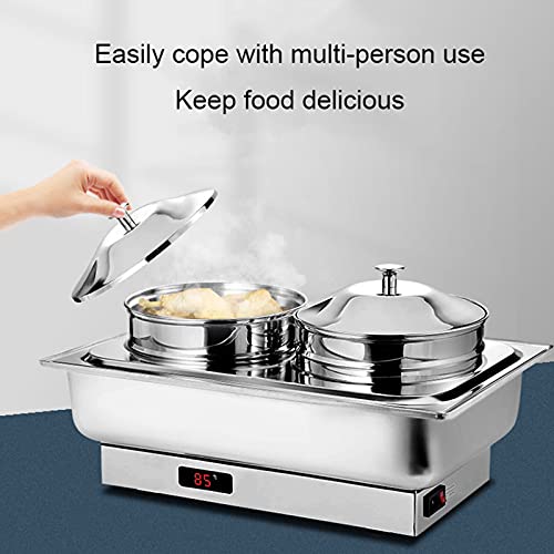 Tweepots slowcooker, voedselverwarmer en buffetserver, 600 W, 2 x 4 liter kookpotten, zilver, B - Afbeelding 6