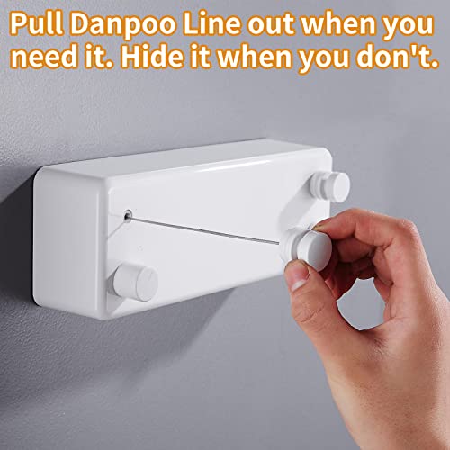 Danpoo Retractable Clothesline, 13.8 Ft Stainless Steel Double Clothes Line Retracting Indoor, Heavy Duty Laundry Line Retractable, Wall Mounted, White #TOP1
