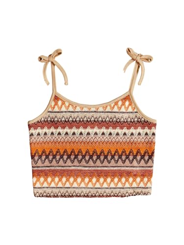 Image of Verdusa Girl's Summer Geo Graphic Bow Knot Shoulder Sleeveless Crop Cami Top