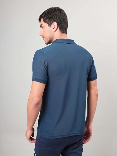 Image of TECHNOSPORT Men's Solid Slim Fit Polo Collar T-Shirt MATPIQ Half Sleeve Button Polyester for Gym Running Workout UPF50+ Anti Odour