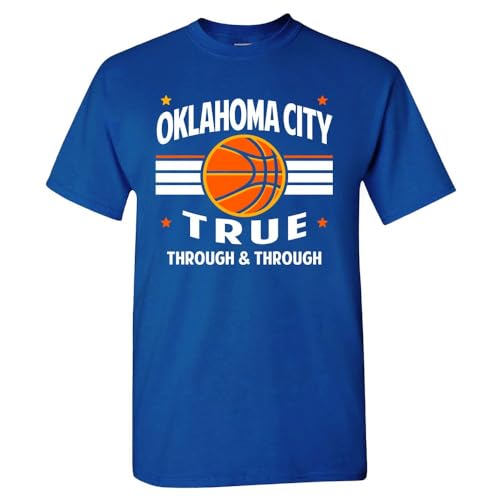 Oklahoma City Basketball Retro Team Men's Fan T-Shirt (Royal Shirt, 5XL)