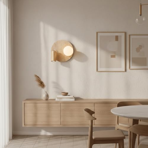 Spotlight con cabezal giratorio de 360 grados y aplique de pared de travertino moderno 8