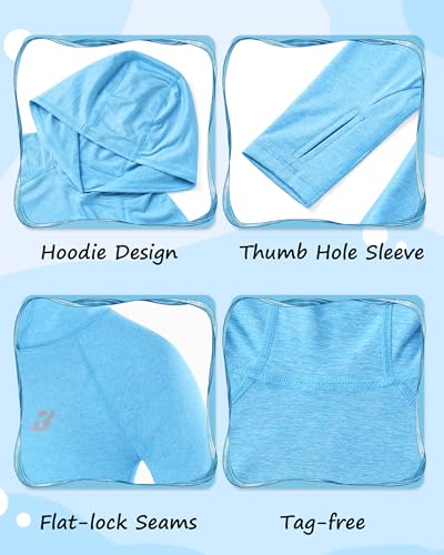 Image of Roadbox Boys Rash Guard UPF 50+ Sun Hoodie Kids Fishing Shirt Long Sleeve
