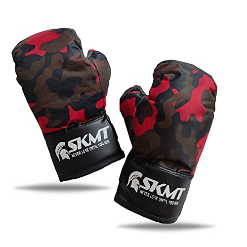 Image of SKMT Never Lose Until You Win Kids Boxing Kit with Filled Punching Bag, Gloves and Headgear, Age 7-13 Years (Red Army)