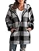 ABINGOO Damen Teddy Fleece Mantel Kariert Warm Winterjacke Kapuzenjacke Flauschig Plüschjacke Reißverschluss Sweatshirt mit Kapuze und Taschen(Schwarz,XXL)