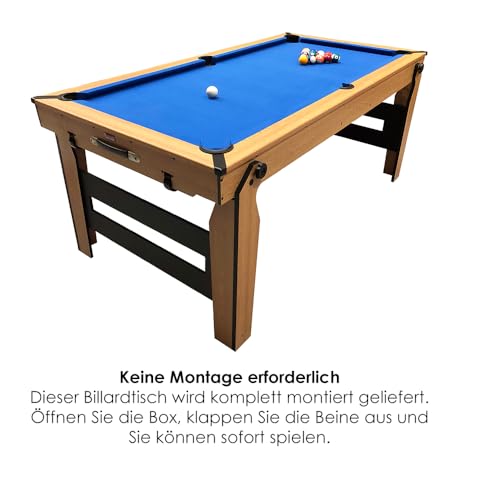 BCE Razor 6ft Rollbarer, Flach Klappbarer Billardtisch – Schlankes, Platzsparendes Design mit Einfacher Aufbewahrung – Inklusive 2 x 48 Queues & 48mm Kugelset – Keine Montage Erforderlich