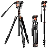 Tripod for Camera Fluid Head, Heavy Duty Camera Tripod Stand 72', Professional Video Tripod for Camera, Compatible with Canon Nikon DSLR Camcorders Binoculars Spotting Scope Telescope